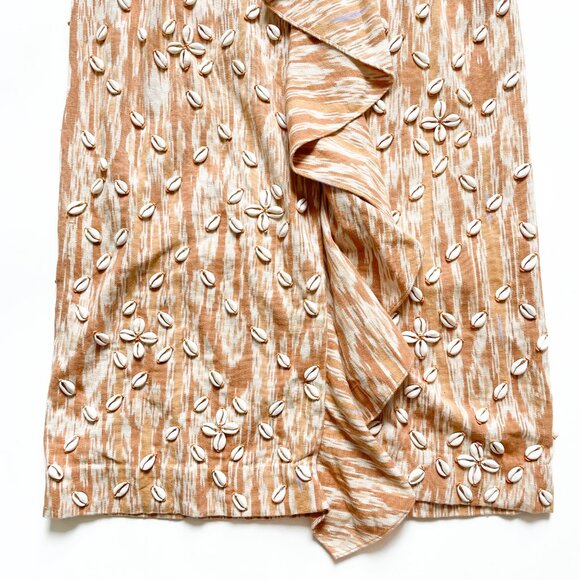 Ulla Johnson Valory Sea Shell Embroidered Ruffled Midi Dress Size 8 - Picture 6 of 13